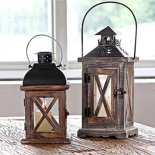 Rustic wooden lantern