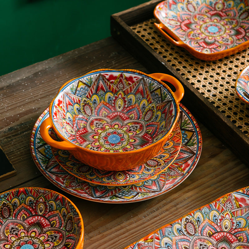 Dishes Suit Vintage Underglaze Household Bowls And Dishes
