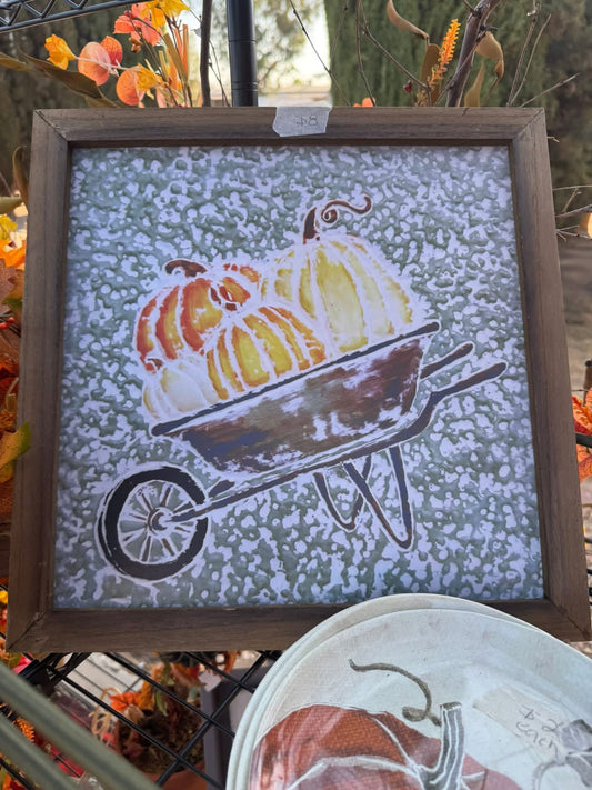 Tin art with wood frame